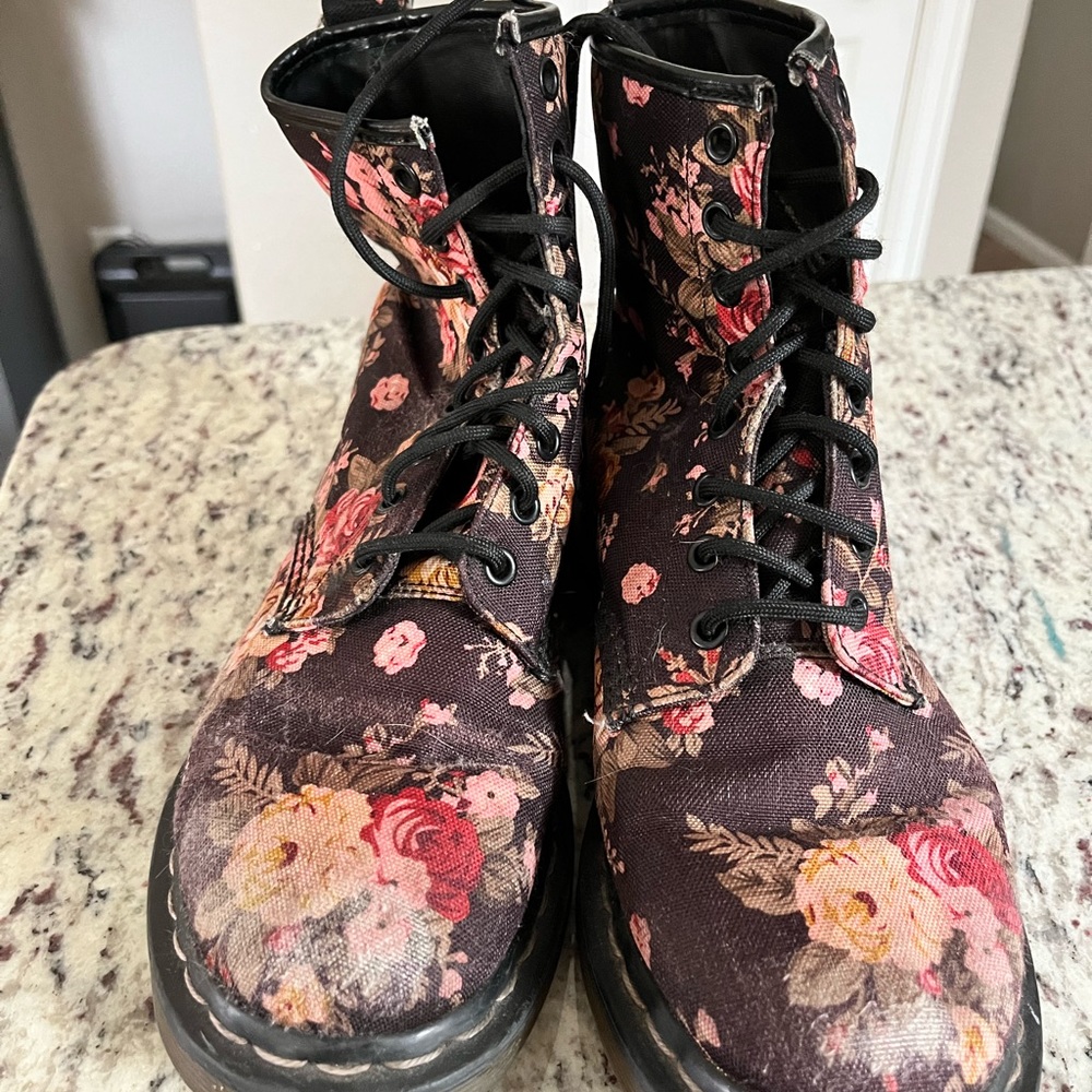 Worn Floral Doc Martens